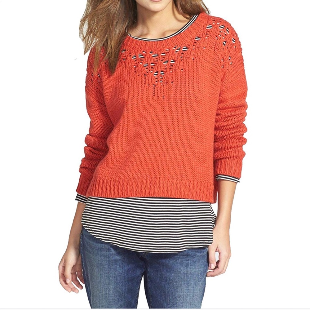 ✨Hinge Pointelle Yoke Sweater